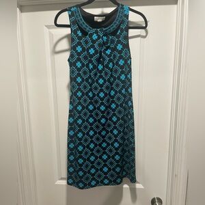 Magnolia Black and Blue Geometric Midi Dress